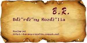 Bárány Rozália névjegykártya